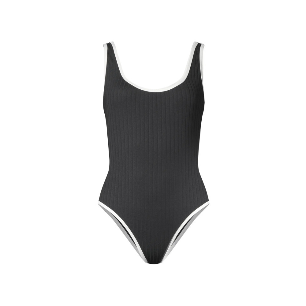 Solid & Striped Annemarie Ribbed One-Piece Swimsuit in Black